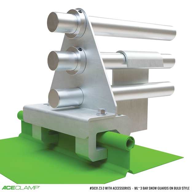 3 Bar Snow Guards for Bulb Style Standing Seam Metal Roofs