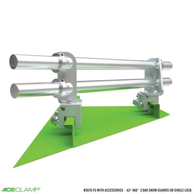2 Bar Variable Angle Snow Guards for Single Lock Standing Seam Metal Roofs