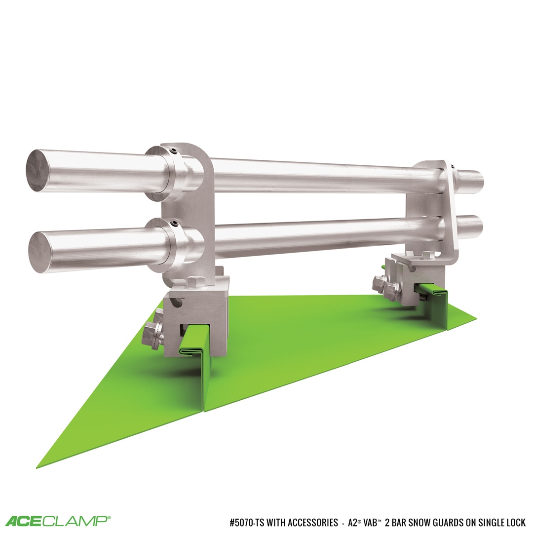 2 Bar Variable Angle Snow Guards for Single Lock Standing Seam Metal Roofs
