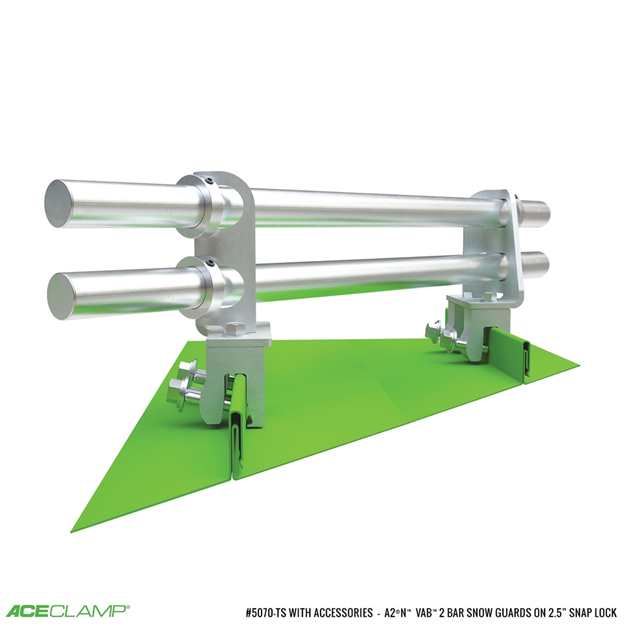 2 Bar Variable Angle Snow Guards for Snap Lock Standing Seam Metal Roofs