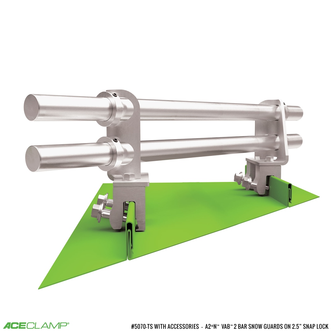 2 Bar Variable Angle Snow Guards for Snap Lock Standing Seam Metal Roofs