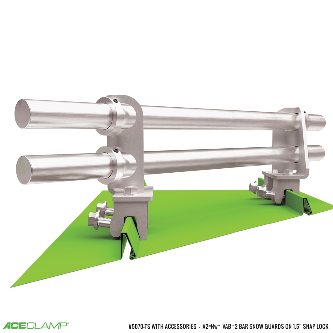 2 Bar Variable Angle Snow Guards for Snap Lock Short Standing Seam Metal Roofs