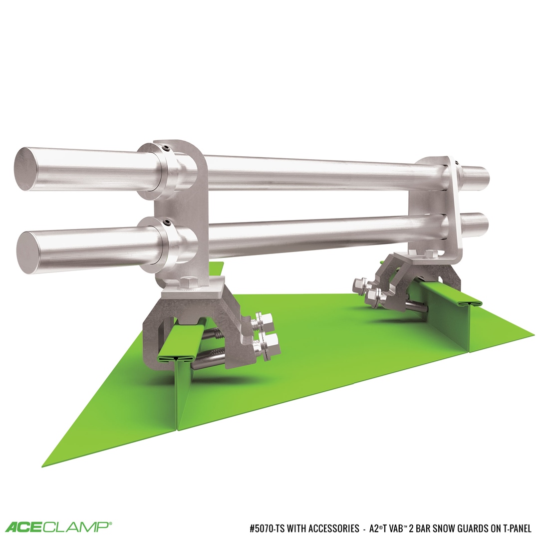 2 Bar Variable Angle Snow Guards for T-Panel Standing Seam Metal Roofs