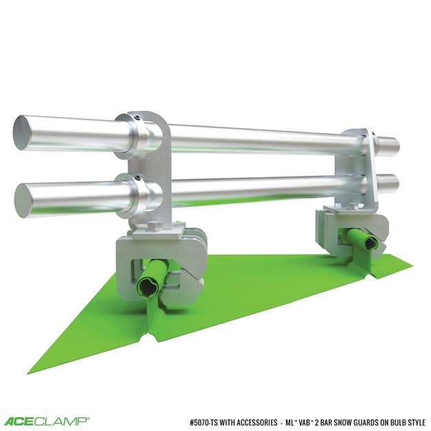 2 Bar Variable Angle Snow Guards for Bulb Style Standing Seam Metal Roofs