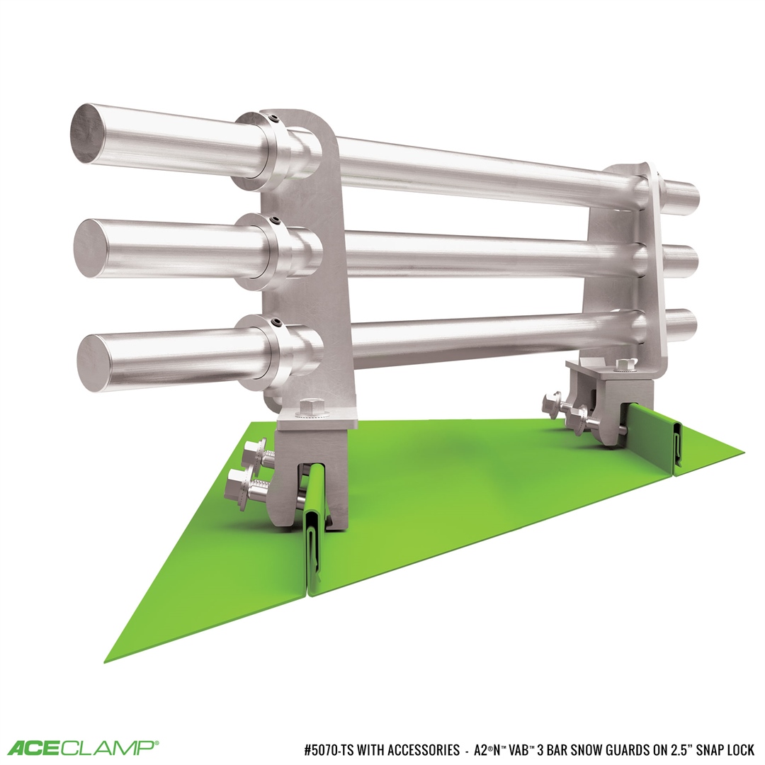 3 Bar Variable Angle Snow Guards for Snap Lock Standing Seam Metal Roofs