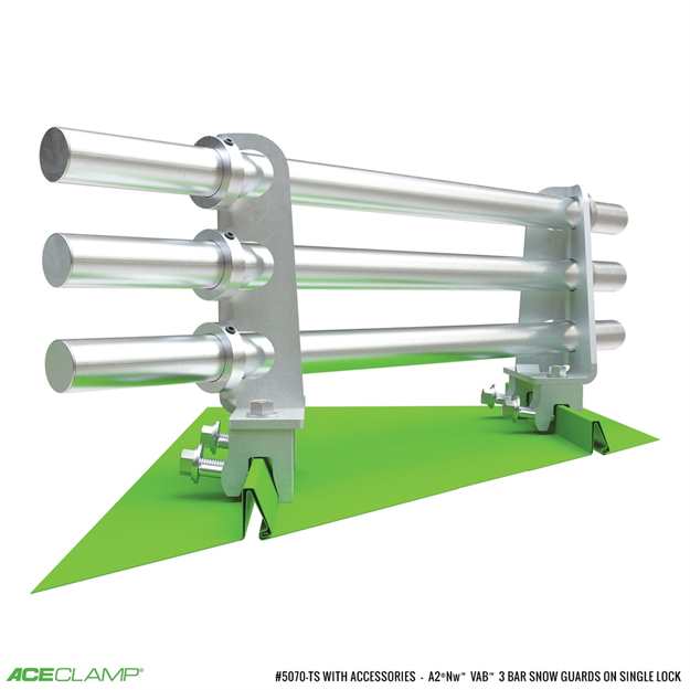 3 Bar Variable Angle Snow Guards for Snap Lock Short Standing Seam Metal Roofs