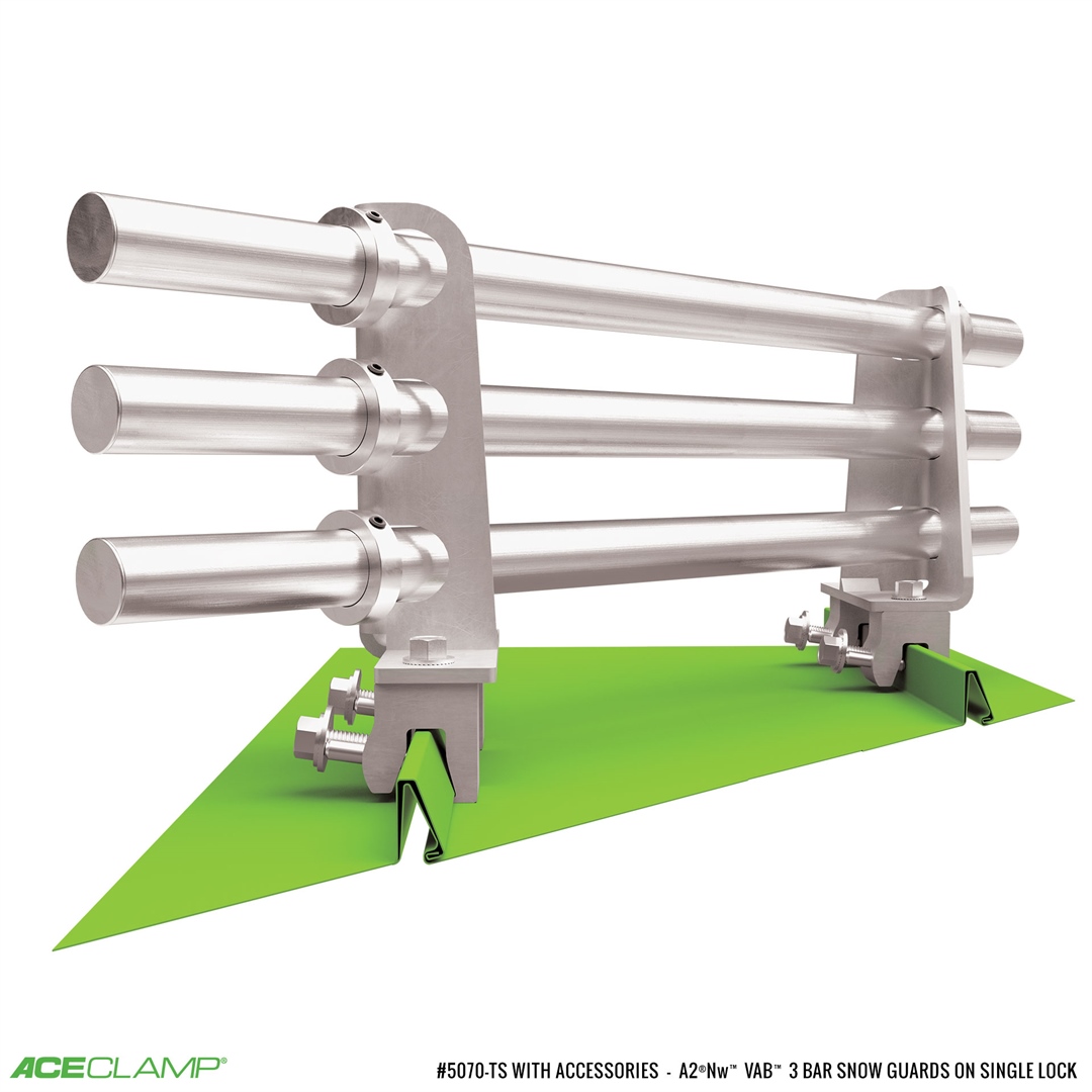 3 Bar Variable Angle Snow Guards for Snap Lock Short Standing Seam Metal Roofs