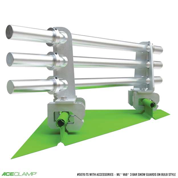 3 Bar Variable Angle Snow Guards for Bulb Style Standing Seam Metal Roofs