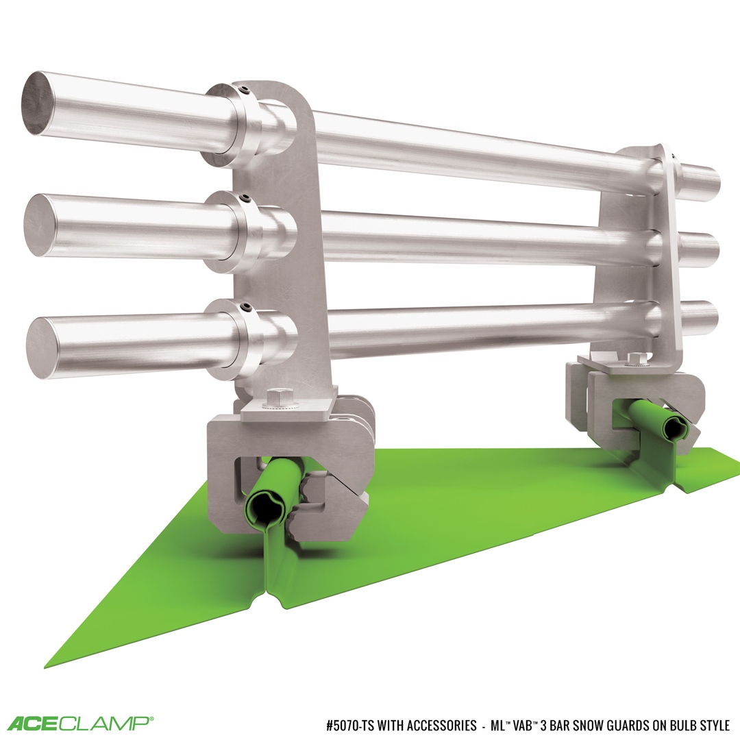 3 Bar Variable Angle Snow Guards for Bulb Style Standing Seam Metal Roofs