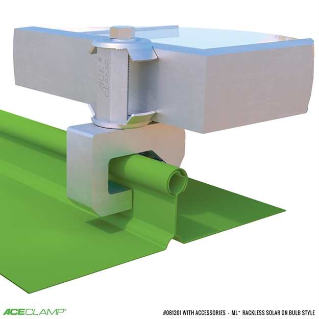 Railless Solar Racking Kit for Bulb Style Standing Seam Metal Roofs