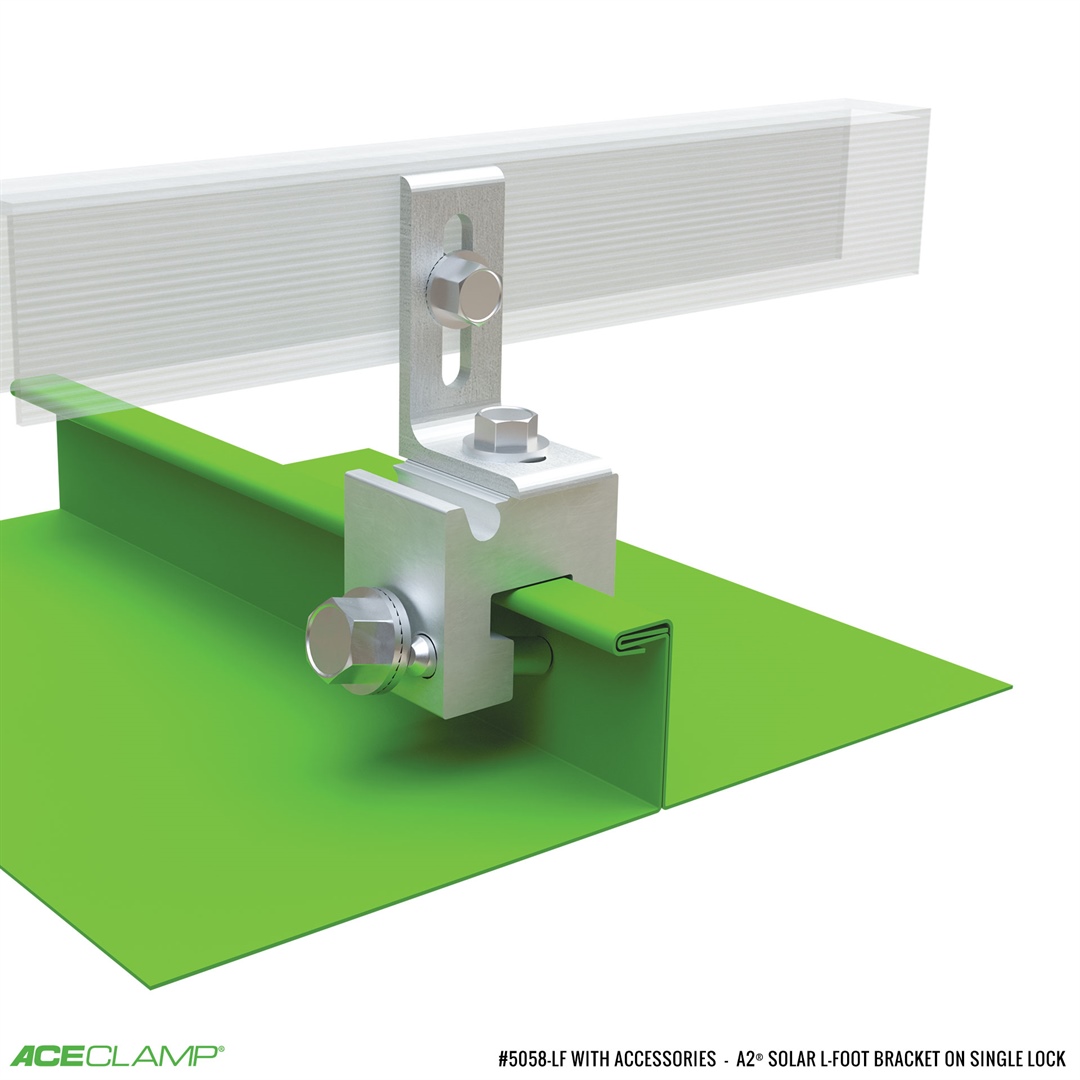 L-Foot Solar Panel Mounting Kit for Single Lock Standing Seam Metal Roofs