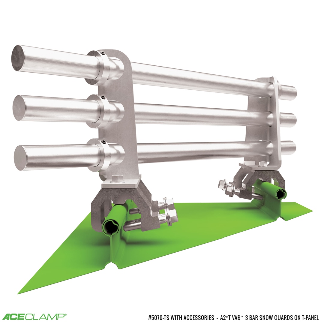 3 Bar Variable Angle Snow Guards for Bulb Style Standing Seam Metal Roofs - A2®T