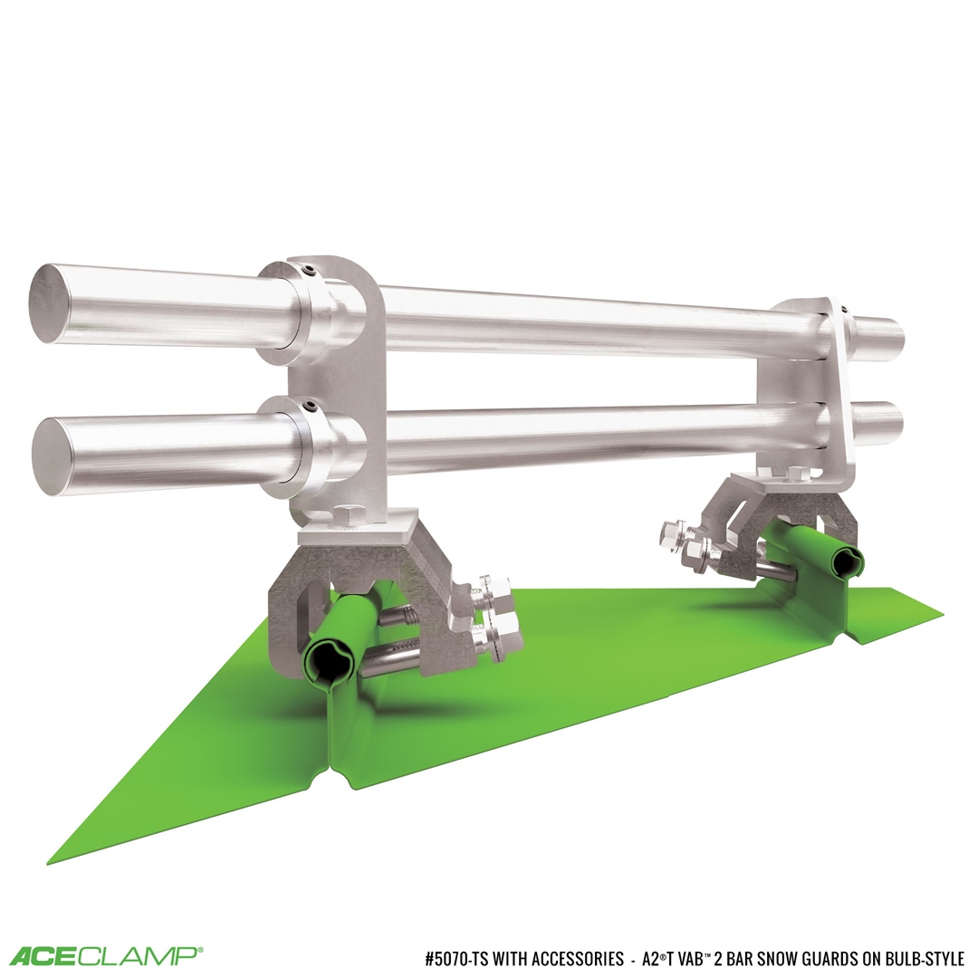 2 Bar Variable Angle Snow Guards for Bulb Style Standing Seam Metal Roofs - A2®T