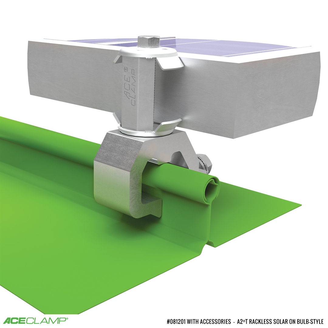 Railless Solar Racking Kit for Bulb-Style Standing Seam Metal Roofs - A2®T